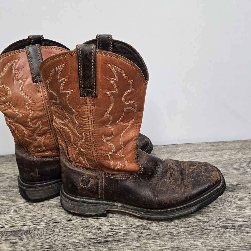 Ariat WorkHog 10005888‎ Mens Brown Mid Calf Leather Work Boots 12D Rodeo Cowboy
